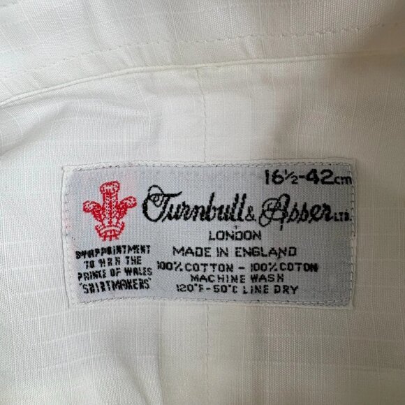 Turnbull & Asser Mens White Cotton London Preppy Button Up Dress Shirt 16.5/42 - Picture 8 of 11